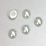 Glass Medium Dome Pearl Dipped Cabochon - Oval 12x10MM WHITE