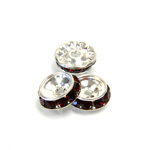 Czech Rhinestone Rondelle Shrag Rivoli Back Setting - Round 12MM outside w 08mm (ss38) Recess SIAM RUBY-SILVER