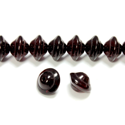 Czech Pressed Glass Bead - Saturn 08x10MM GARNET