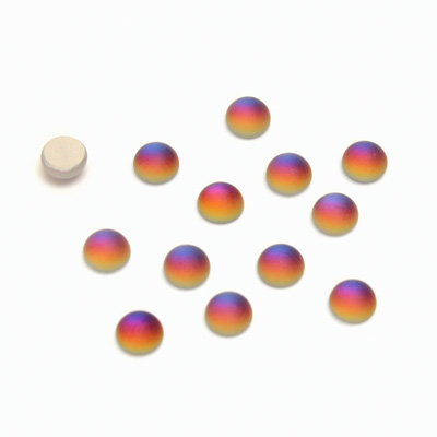 Glass Medium Dome Foiled Cabochon - Coated Round 05MM MATTE VULCANO