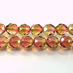 Czech Glass Fire Polish Bead - Round 08MM GREEN-ROSE 69091