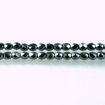 Czech Glass Fire Polish Bead - Round 04MM Full Coated HEMATITE