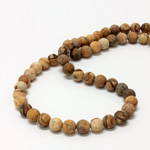 Gemstone Bead - Smooth Round 08MM MATTE LANDSCAPE JASPER