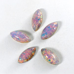 Glass Medium Dome Lampwork Cabochon - Navette 15x7MM FIRE OPAL (01003)