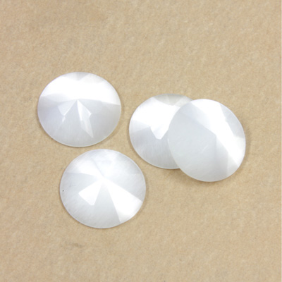 Fiber-Optic Flat Back Cabochon - Rauten Rose Round 13MM CAT'S EYE WHITE