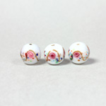 Czech Glass Lampwork Bead - Smooth Round 10MM Flower ON WHITE (0300)
