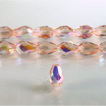 Czech Glass Fire Polish Bead - Pear 10x7MM ROSALINE AB