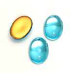 Glass Medium Dome Foiled Cabochon - Oval 18x13MM AQUA