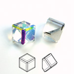 Cut Crystal Flat Back Foiled 3/4 Angled Cube 08MM CRYSTAL AB