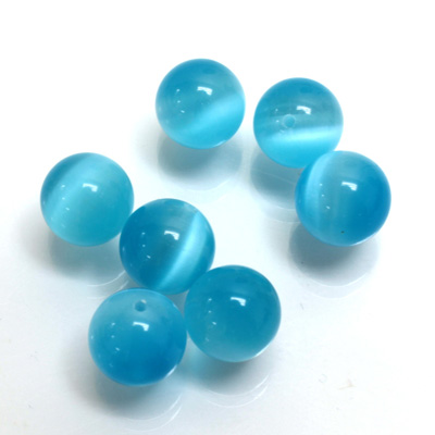Fiber-Optic 1-Hole Ball - 10MM CAT'S EYE AQUA