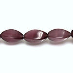 Fiber Optic Synthetic Cat's Eye Bead - Smooth 4-Sided Twisted 16x7MM CAT'S EYE PURPLE