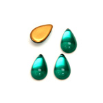 Glass Medium Dome Foiled Cabochon - Pear 13x8MM EMERALD