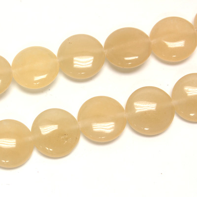 Gemstone Bead - Smooth Round Lentil 15MM Dyed QUARTZ Col. 05 BEIGE