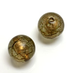 Plastic Bead - Bronze Lined Veggie Color Smooth Large Hole  Round 18MM MATTE OLIVE
