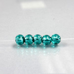 Czech Glass Lampwork Bead - Smooth Round 06MM EMERALD SILVER LINED