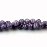 Glass Millefiori Bead - Round 06MM AMETHYST WHITE (34)