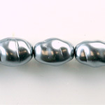 Czech Glass Pearl Bead - Baroque Twisted 19x14MM DARK GREY 70445