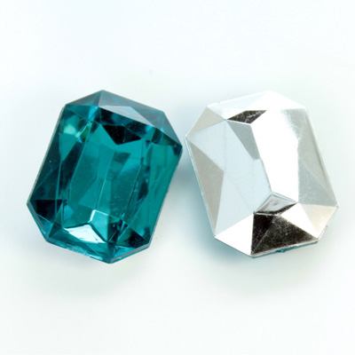 Plastic Point Back Foiled Stone - Cushion Octagon 25x18MM ZIRCON