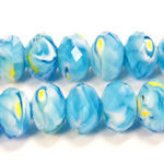 Chinese Cut Crystal Millefiori Bead - Rondelle 12MM AQUA