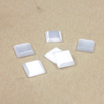 Fiber-Optic Flat Back Buff Top Straight Side Stone - Square 08x8MM CAT'S EYE WHITE