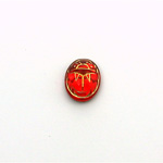 German Glass Flat Back Foiled Scarab with Gold Engraving - 10x8MM RUBY