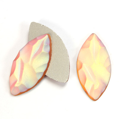 Glass Nugget Top Foiled Cabochon - Navette 27x13MM MATTE TOPAZ AB