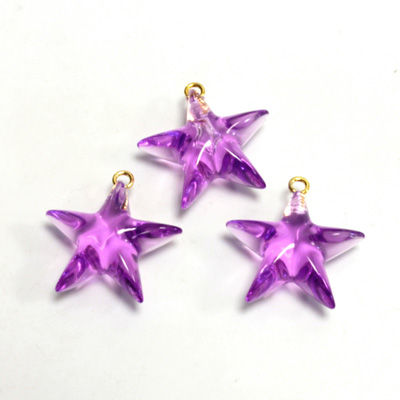 Plastic Pendant - Star with Brass Loop 13MM LT AMETHYST