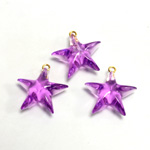 Plastic Pendant - Star with Brass Loop 13MM LT AMETHYST