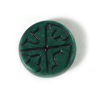 Plastic Flat Back Engraved Cabochon - Round 28MM INDOCHINE TEAL