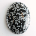 Gemstone Cabochon - Oval 40x30MM SNOWFLAKE OBSIDIAN