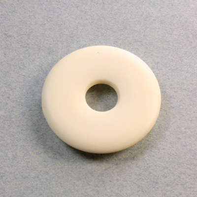 Plastic Bead - Opaque Color Smooth Round Donut 30MM MATTE IVORY