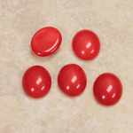 Glass Medium Dome Opaque Cabochon - Oval 12x10MM CHERRY RED
