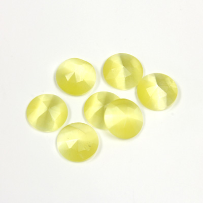 Fiber-Optic Flat Back Cabochon - Rauten Rose Round 09MM CAT'S EYE YELLOW