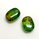 Plastic Bead - Two Tone Speckle Color Flat Keg 19x14MM GREEN YELLOW