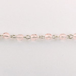 Linked Bead Chain Rosary Style with Glass Fire Polish Bead - Round 4MM ROSALINE-SILVER