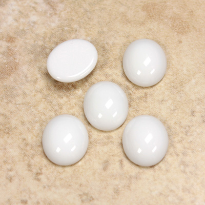 Glass Medium Dome Opaque Cabochon - Oval 12x10MM CHALKWHITE