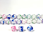 Czech Pressed Glass Bead - Smooth Bicone 06MM STRIPED CRYSTAL