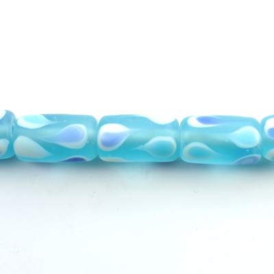 Glass Lampwork Bead - Tube Smooth 16x10MM MATTE PEACOCK AQUA
