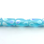 Glass Lampwork Bead - Tube Smooth 16x10MM MATTE PEACOCK AQUA