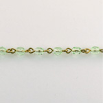 Linked Bead Chain Rosary Style with Glass Fire Polish Bead - Round 4MM PERIDOT-Brass