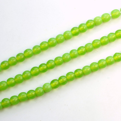 Czech Pressed Glass Bead - Smooth Round 04MM OPAL GREEN