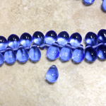 Czech Pressed Glass Pendant - Smooth Drop 9x6MM SAPPHIRE