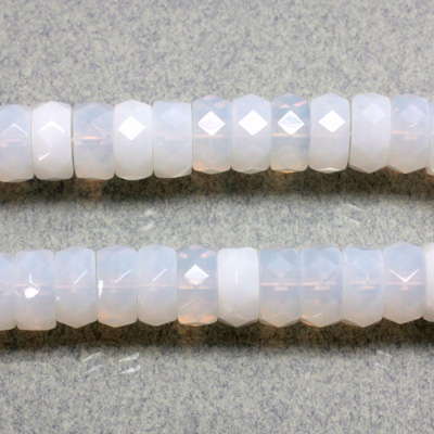 Czech Glass Fire Polished Bead - Rondelle 08x4MM WHITE OPAL