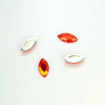 Plastic Flat Back Foiled Rose Cut Rhinestone - Navette 10x5MM HYACINTH