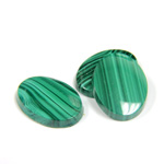 Gemstone Flat Back Single Bevel Buff Top Stone - Oval 18x13MM MALACHITE