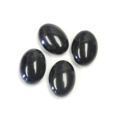Gemstone Flat Back Cabochon - Oval 14x10MM QUARTZ DYED #01 BLACK