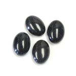 Gemstone Flat Back Cabochon - Oval 14x10MM QUARTZ DYED #01 BLACK