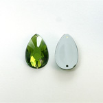 Plastic Flat Back 2-Hole Foiled Sew-On Stone - Pear 22x11MM OLIVINE