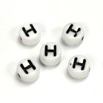 Czech Pressed Glass Engraved Bead - Alphabet 6MM BLACK ON WHITE