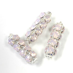 Preciosa Rhinestone Rondelle Crystal Tubes 20x7MM OPAL ROSE/SILVER